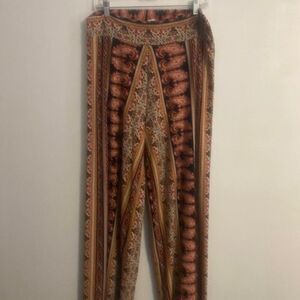 Vamp Multi-color Paisley high-waist wide leg pants, size XL